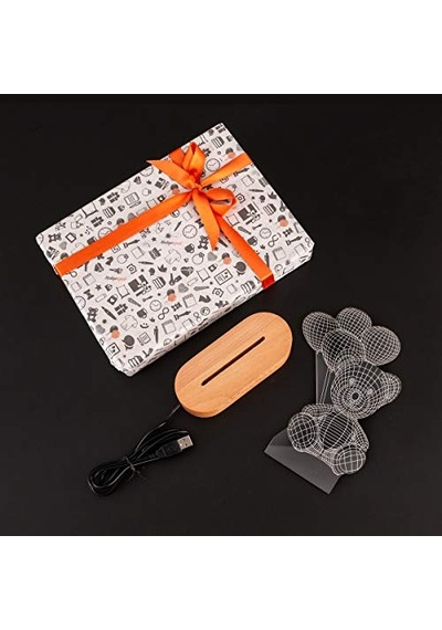 Balon Tutan Sevimli Ayıcık 3 Boyutlu Led Lamba Usb Bağlantılı Sarı Işık Genel