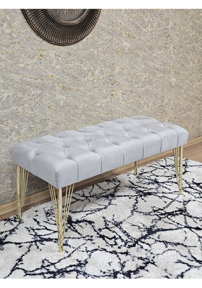 Gold Tel Ayaklı 90 Cm Puf Bench - Puf - Bench - Kasalı Oturak - O Çok Renkli