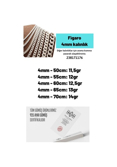 4mm Figaro Model 925 Ayar Gümüş Erkek Kolye Zincir Modelleri 238171176