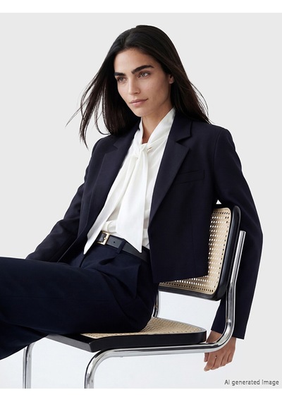 Lcw Vision Lacivert Kadın Crop Blazer Ceket