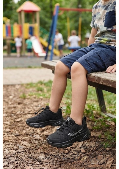 Pepino 2348 Anatomik Lastik Bağcıklı Kalın Taban Sneaker Çocuk Spor Ayakkabı Siyah