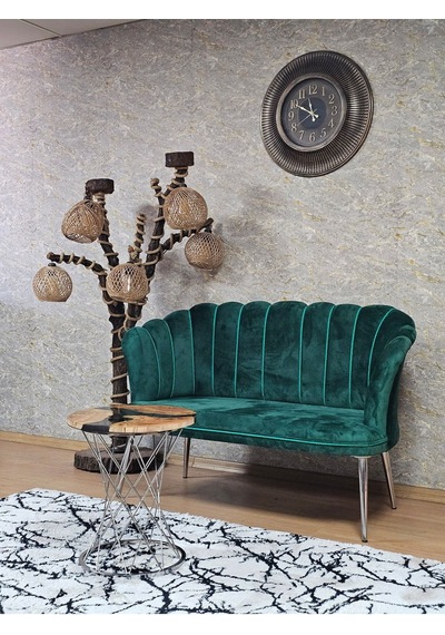 İkili Papatya Çay Seti Koltuk Krom Sivriltme Ayak, Balkon, Salon, 001