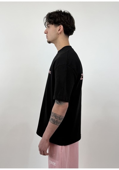 Zaee Club Nakışlı Oversize Unisex T-shirt Siyah