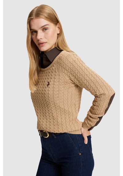 U.S. Polo Assn. Kadın Camel Bisiklet Yaka Basic Kazak 50327560-vr015