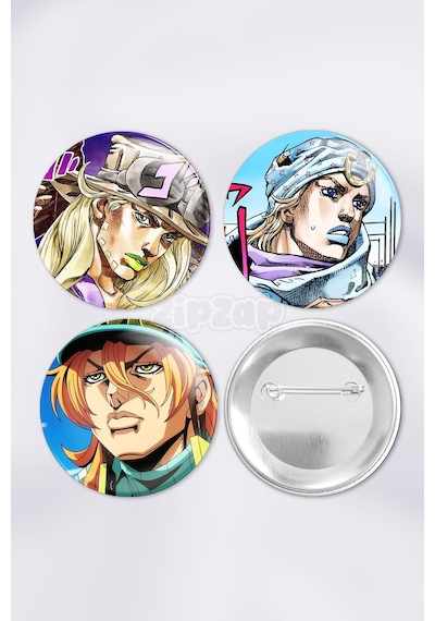 Steel Ball Run Jojo Anime Animasyon Çanta Rozet İğneli Buton Rozet Seti Adet Üçlü