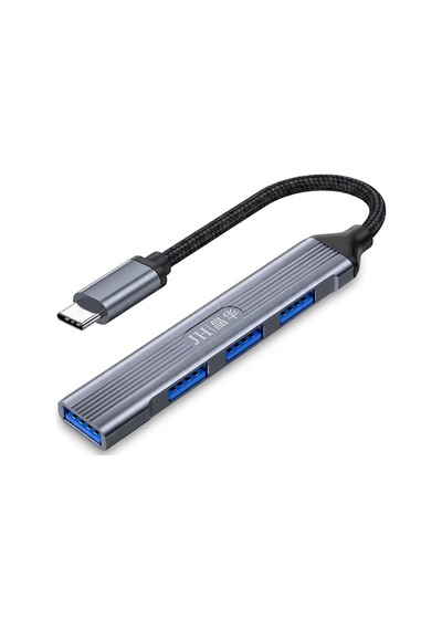 Type-c 4 Port Usb Hub Çoklayıcı, 1 Usb 3.0 Ve 3 Usb 2.0 Girişli Otg Adaptör, Klavye Mouse Usb Bellek Harici Disk Uyumlu, Alüminyum Gövde, Mac Windows Linux N613