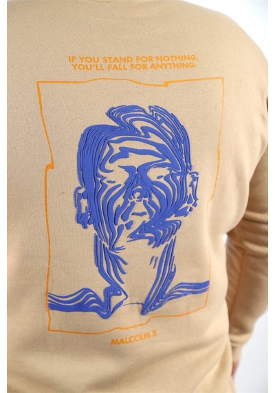 Moc Grande Mocgrande Büyük Beden Erkek Sweat Malcolmx 22735 Bej