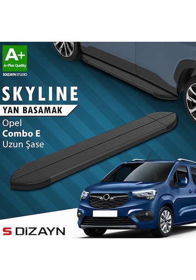 S-dizayn Opel Combo E Uzun Şase Skyline Siyah Yan Basamak 213 Cm 2018 Üzeri A+ Kalite