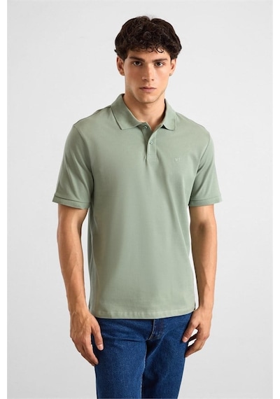 Süvari Su Yeşili Regular Düz Fermuarlı Polo Yaka Tişört Ts1014000452-y02