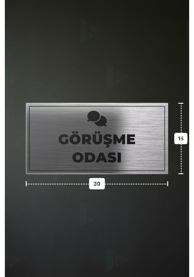 Görüşme Odası Yazılı - Metal - Gümüş Renk - Kapı İsimliği - 30x15 Cm
