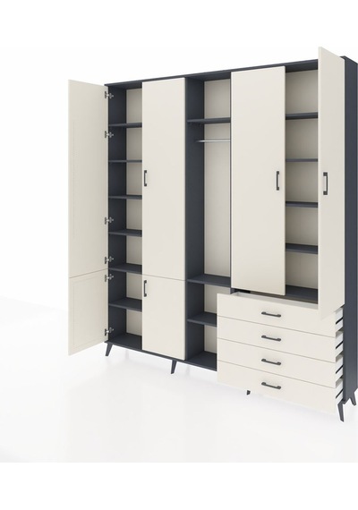 Arges Dolap 14 Raflı 4 Çekmeceli Tek Askılı 220x30x243 Antrasit-aytaşı/aytaşı Aytası/aytası Arges Dolap 14 Raflı 4 Çekmeceli Tek Askılı 220x30x243 Antrasit-aytaşı/aytaşı Aytası/aytası