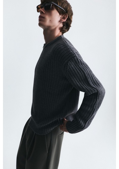 Vamos Oversize Basic Triko Kazak Orta Grimelanj