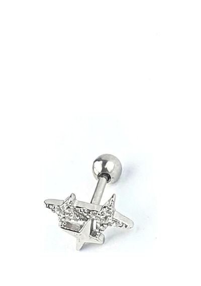 Pırlanta Parlaklığında Zirkon Taşlı Kutup Yıldızı Figürlü 925ayar Gümüş Tragus Kıkırdak Helix Piercing Gümüş