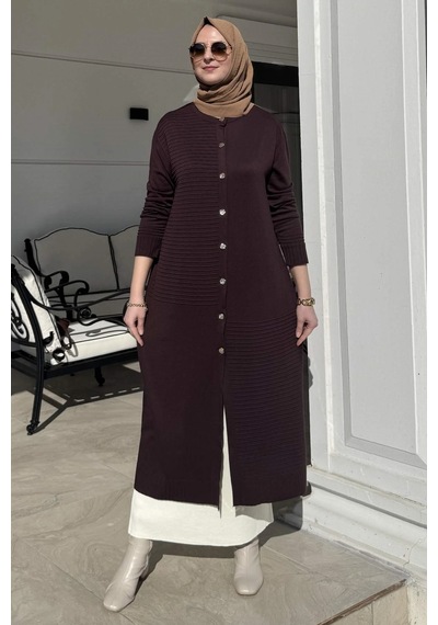 Rabia Şamlı Manolya Acı Kahve Triko Hırka Normal