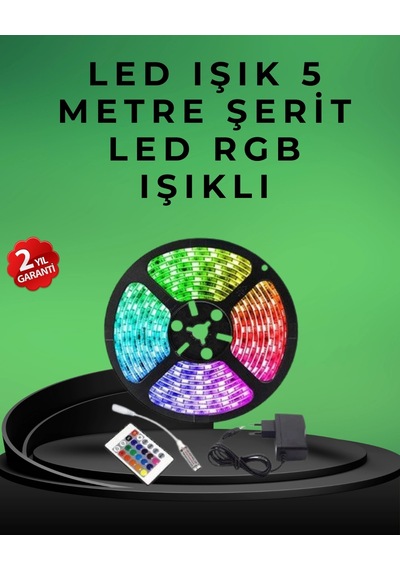 Pratik Kurulumlu 5 Metre Kumandalı Şerit Led Çok Renkli 29512657