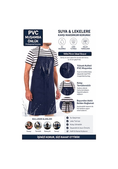 Su Geçirmez PVC Bulaşık ve İş Önlüğü - Leke Tutmaz, Askılı Mutfak, Aşçı ve Sanayi Tipi Yıkanabilir Önlük