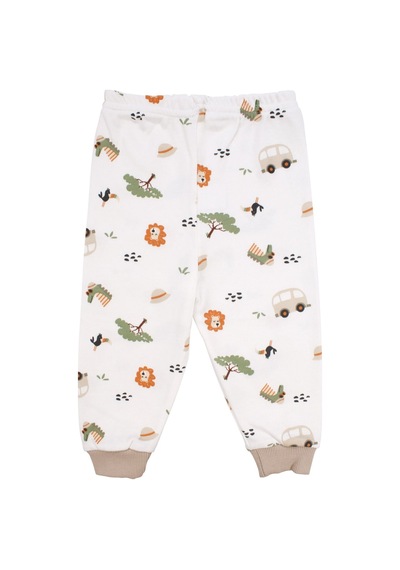 Bebegen Erkek Bebek Ekru Otobüslü Hayvanlı Çıtçıtlı Pijama Takımı Çok Renkli