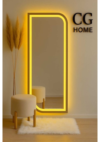 Ledli Ayna, Lazer Kumlamalı, Dekoratif Ayna, Duvar Aynası, Konsol Aynası, Holl Aynası, Günışığı Led 120 X 50 Gümüş