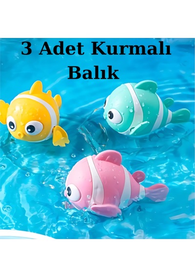 Kurmalı Balık Bebek Banyo Havuz Deniz Oyuncağı 3 Adet