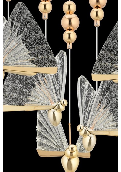 İstanbul Avize İpek Yemek Masası 5'li Gold Ledli 3 Renk Modern Led Avize Gold