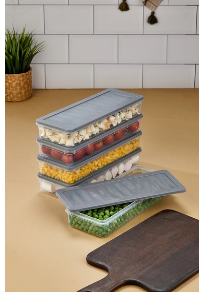 Multi Box 5 Li Set Saklama Kabı Seti - Dondurucu & Mikrodalga Uyumlu Gri