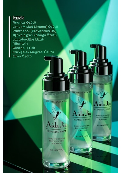 Aida Jia Nemlendirici ve Gözenek Sıkılaştırıcı Yüz Yıkama Köpüğü 150 ML