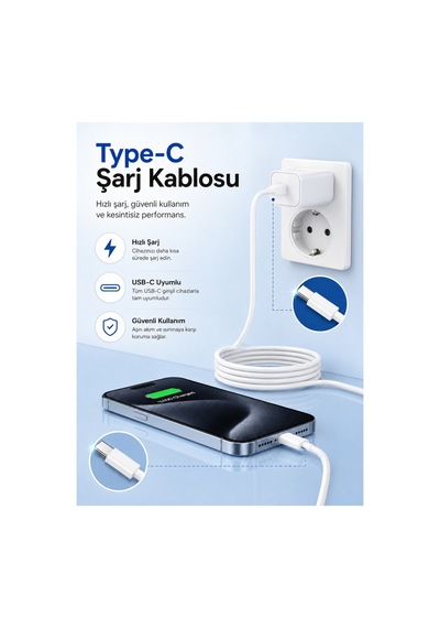 Type-c To Type-c Hızlı Şarj Data Kablosu - 1 Metre - Hasır Örgü - Type-c Tüm Cihazlarla Uyumlu