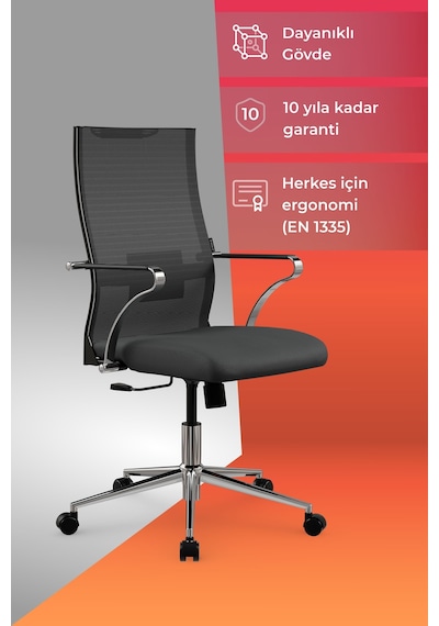Ergolife Sit Air 24/7 B2-281k - Yükseklik Ayarlı, Fileli, Krom, Toplantı, Ofis, Bilgisayar Sandalyesi - 696.5d.1.2a2 Siyah Ergolife Sit Air 24/7 B2-281k - Yükseklik Ayarlı, Fileli, Krom, Toplantı, Ofis, Bilgisayar Sandalyesi - 696.5d.1.2a2 Siyah