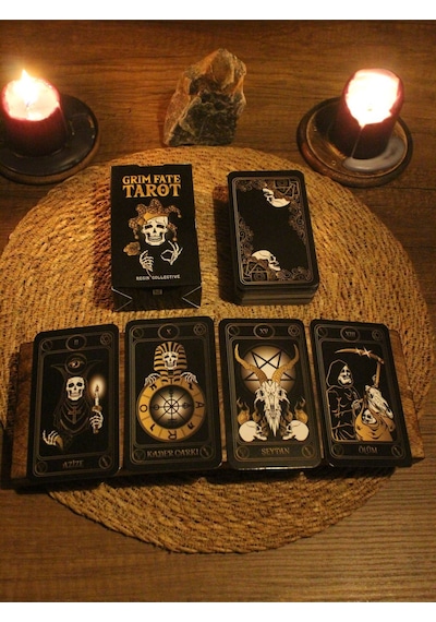 Grim Fate Tarot Destesi 78 Kart - Arındırma Kesesi - Demet Tütsü