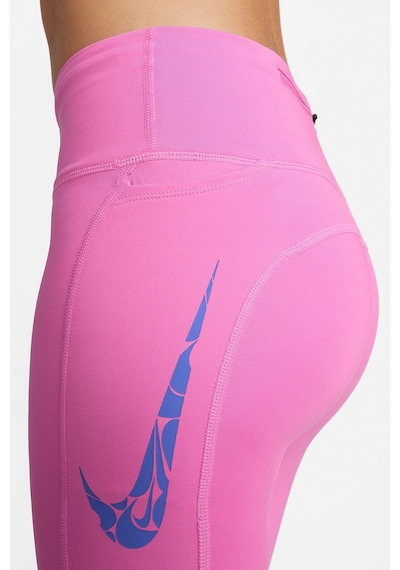 Nike Dri Fit Fast Mid Rise 7/8 Leggings Tight Kadın 3 Cepli Spor Tayt Pembe Pembe