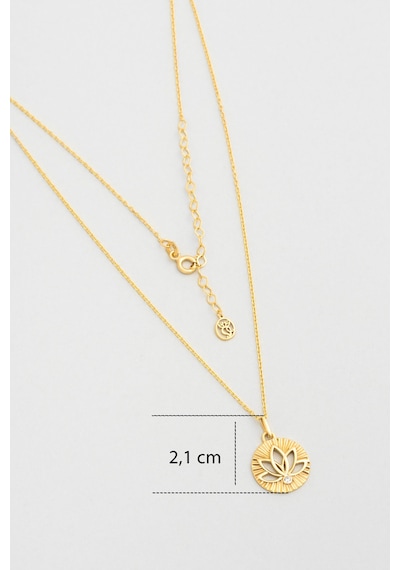 Lotus Işığı 18 Ayar Sarı Altın Kaplama 46 Cm Gümüş Kolye