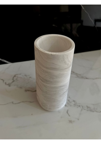 Beton Vazo Dekoratif Saksı El Yapımı Şık Aksesuar Beyaz-siyah Desenli