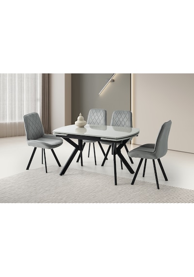 Steel Hg Masa Valencia Ayak , Alora Sandalye, Açık Gri, 130x80 Gri