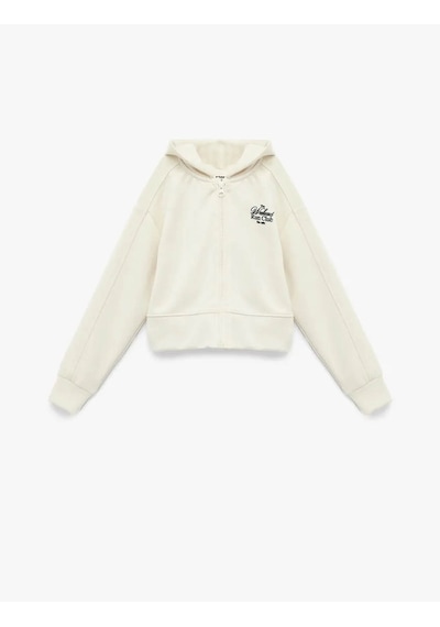 Koton Fermuarlı Kapşonlu Ekru Kız Çocuk Sweatshirt 6wkg10281ak Ekru