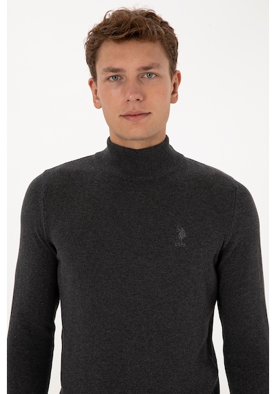 U.S. Polo Assn. Erkek Slim Fit Yarım Boğazlı Antrasit Melanj Basic Kazak 50307783-VR081 U.S. Polo Assn. Erkek Slim Fit Yarım Boğazlı Antrasit Melanj Basic Kazak 50307783-VR081