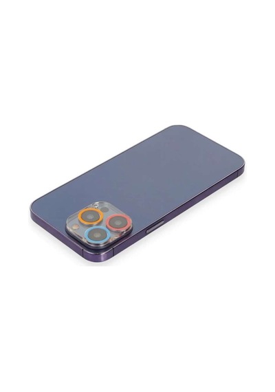 İphone 13 Pro Max Renkli Kamera Lens Koruma Cam - Pembe-mavi Diğer