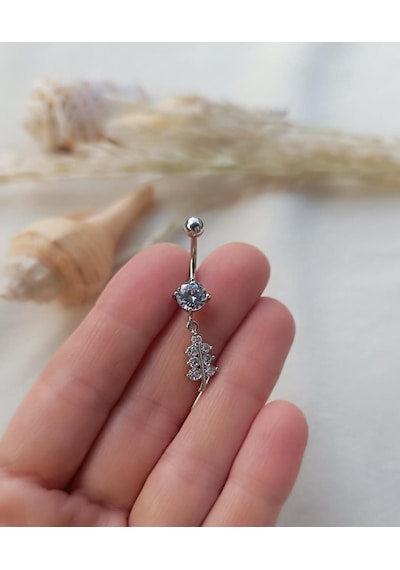 Göbek Piercing Medikal Çelik Vidalı Gri Kadın İthal 316 L Paslanmaz 15836 Diğer