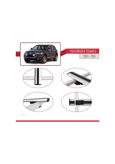 Volkswagen Touareg 2003-2010 Arası İle Uyumlu Basic Model Ara Atkı Tavan Barı Gri 3 Adet
