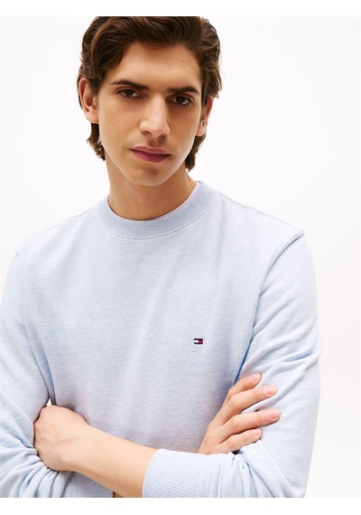 Tommy Hilfiger Essentıal Terry Crewneck Erkek Mavi Sweatshirt - Mw0mw37237