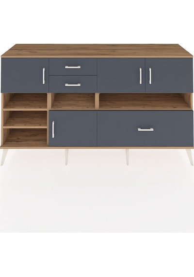 Kronos Konsol 7 Raflı 3 Çekmeceli 4 Kapaklı 176x59x99 Çam-antrasi Çam-antrasit