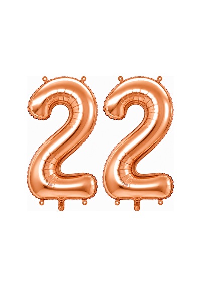22 Rakam Folyo Balon Rose Gold Rengi 100 Cm Pembe