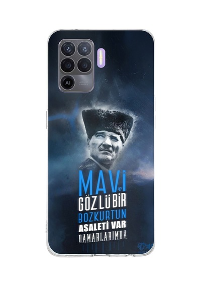Oppo Reno 5 Lite Uyumlu Atatürk Temalı Asalet Ve Bozkurt Baskılı Silikon Kılıf