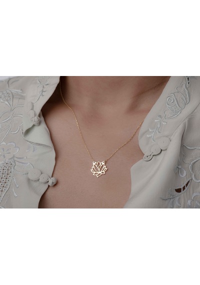 Dkmn Gümüş Lotus Çiçeği Kadın Gümüş Kolye