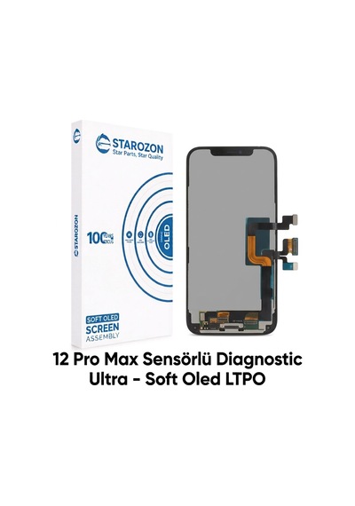 Starozon - Apple iPhone Uyumlu 12 Pro Max Sensörlü Diagnostic Ultra-soft Ekran Panel