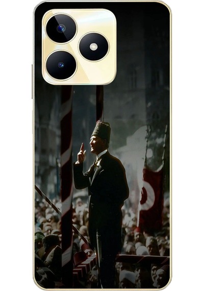 Realme C53 Uyumlu Atatürk Hitap Ediyor Baskılı Silikon Kılıf Renkli