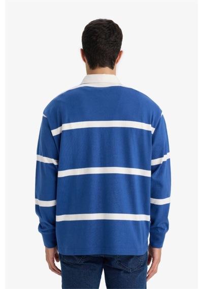 Defacto %100 Pamuk Çizgili Sweatshirt F9832AX26SP