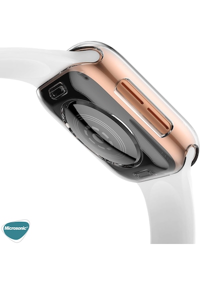 Microsonic Apple Uyumlu  Watch Series 8 45mm Kılıf 360 Full Round Soft Silicone