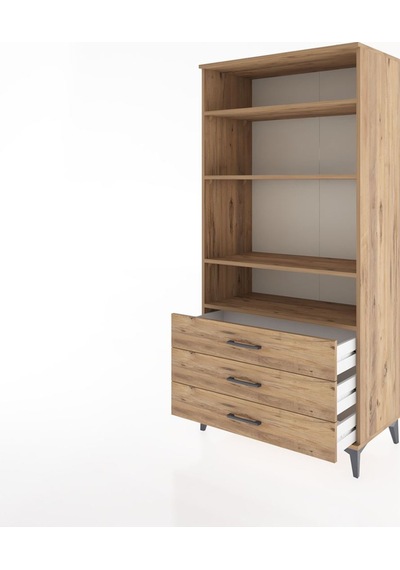 Hyperion Dolap Tek Raflı 7 Çekmeceli 88x44x182 Çam-çam Atlas Çam