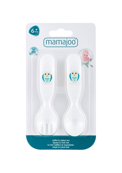 Mamajoo Desenli Kaşık & Çatal Seti / Beyaz Baykuş