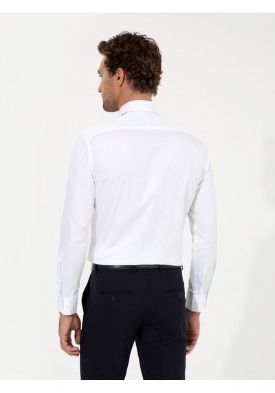 Cacharel Beyaz Slim Fit Uzun Kollu Basic Gömlek